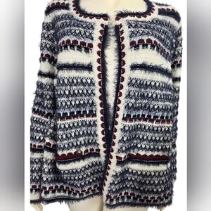 Lane Bryant Eyelash Open Front Knit Multi Cardigan
